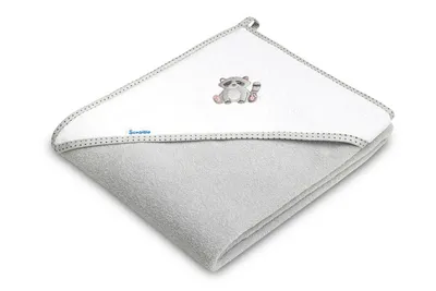 Produktbild von SENSILLO Baby-Handtuch 100x100 cm - 95% Baumwolle, 5% Polyester - Waschbär Grau