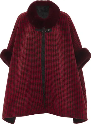 Produktbild von OSHA damen strickponcho - weinrot schwarz, M