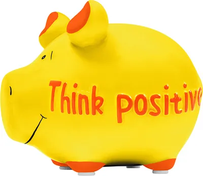 Produktbild von Keramik Sparschwein Think positive