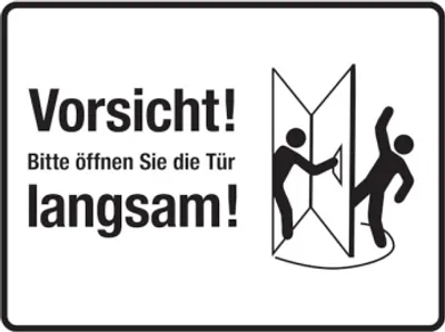 Produktbild von Dreifke® Aufkleber Türschild, Bitte öffnen Sie die Tür langsam!, links, weiß,...