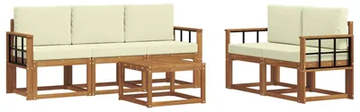 Produktbild von vidaXL Outdoor-Sofagarnitur 6 stk. Natur und Creme