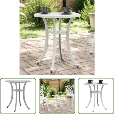 Obrázok produktu pre The Living Store Záhradný stôl biely Ø48x53 cm z liateho hliníka