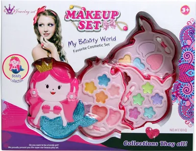 Produktbild von Kinder Schminkset Meerjungfrau Make-up Set Mädchen Lidschatten Lippenstift Spielzeug