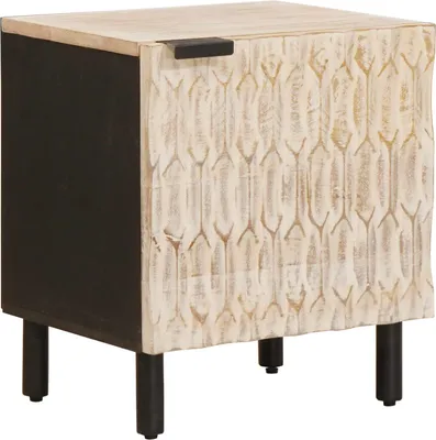 Produktbild von "Schlussverkauf" Nachttisch 1 PC - mit Reichlich Stauraum - Weiß 40x33x46 cm Massivholz Mango  C9019