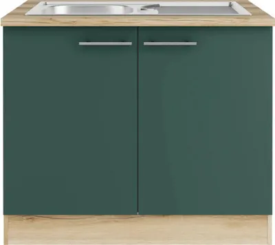 Produktbild von Optifit Spülenschrank inkl Spüle Savona405 BxTxH 100 x 60 x 84,8 cm grün matt zerlegt KUSA SAPL106-9+