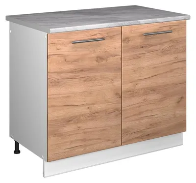 Zdjęcie produktu dla Szafka pod zlew Vicco Fame-Line Dąb goldkraft/Biały 100 cm, BP Marmur, Model 61910