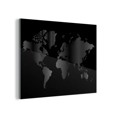 Obrázok produktu pre MuchoWow® Sklenené obrazy - Obrazy na stenu - Foto na skle Mapa sveta - čiernobiela 80x60cm Nástenná dekorácia zo skla - akrylový sklenený obraz - akrylové