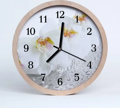 Produktbild von Holzuhr 30fi cm wanduhr - Orchidee Blumen