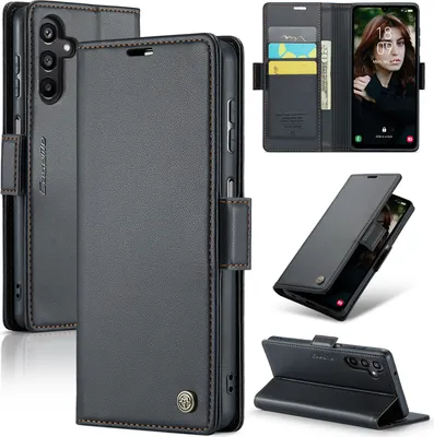 Obrázek produktu pro Galaxy A15 Pouzdro, RFID Blokování Karet, Pokročilé Flip Kožené Pouzdro s Funkcí Stojánku pro Samsung Galaxy A15 5G/4G černé