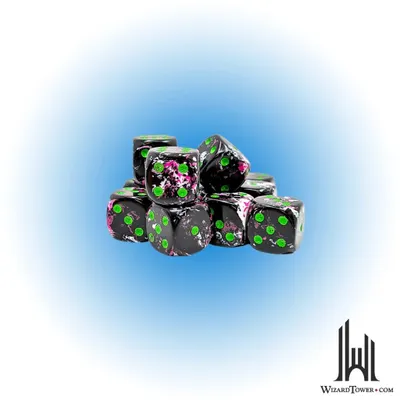 Produktbild von Chessex Würfelset paintball grün D6 16mm 12 Stück
