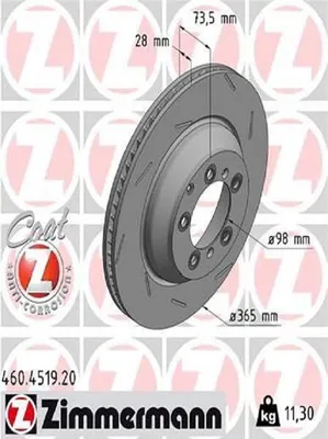 Produktbild von ZIMMERMANN Bremsscheibe Hinten Rechts für PORSCHE PANAMERA (971) 365mm 460.4519.20