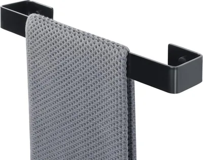 Produktbild von Handtuchhalter zur Wandmontage für Bad & Küche – SUS304 Edelstahl – Matt Schwarz – 30 cm – Modernes Design – Handtuchring