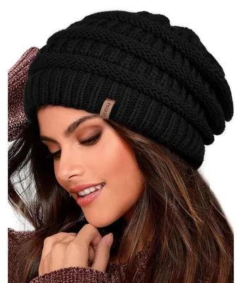 Produktbild von Damen Beanie Mütze Warme Wintermütze mit Innenfutter Gefütterte Strickmütze Einheitsgröße Schwarz