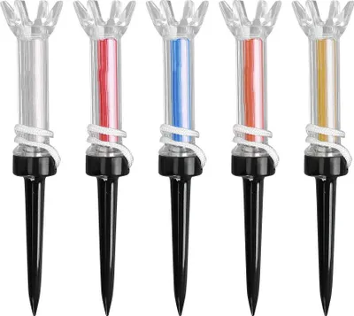 Immagine prodotto di 5 tee da golf multicolori in plastica resistente, strumento magnetico per l'allenamento e la pratica del tee