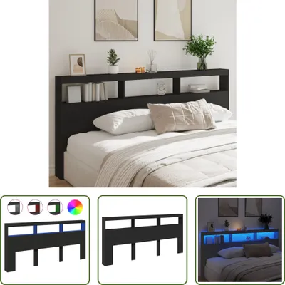 Produktbild von The Living Store LED-Kopfteil mit Ablagen Schwarz 220x17x102 cm