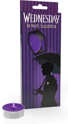 Produktbild von Wednesday Teelichter 10er Pack für Halloween Deko, Party Tischdeko und Gothic Raumdeko