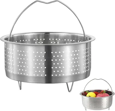 Imagen del producto de Vaporera de acero inoxidable, de 18 cm, para olla a presión, ideal para cocinar verduras al vapor