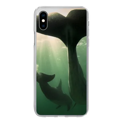 Produktbild von MuchoWow® Handyhülle Schutzhülle Hülle für iPhone Xs Delfin - Wasser - Blau Silikon Softcase Handy Hülle - Handytasche