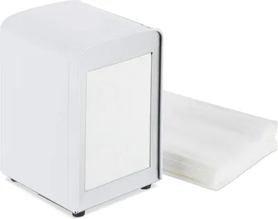 Produktbild von 10 x Serviettenspender Retro, Metall, kleine Gastro Serviettenhalter für Eisdiele, Café, Bistro, HBT: 15x9,5x11, weiß