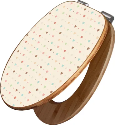 Produktbild von banjado Design WC Sitz Bambus Absenkautomatik -Herzen bunt - Toilettendeckel mit Absenkautomatik Holz/hochwertiger Bambus Klodeckel/WC-Sitz für alle gängigen Toiletten [TDB2 11526]