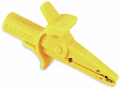 Obrázek produktu pro Krokosvorky, izolované, 100 mm, se 4mm laboratorními bezpečnostními konektory, žluté