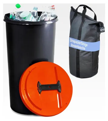 Produktbild von IBC Flaschensammler, 60 Liter Sammelbehälter mit Deckel und Innentasche, für Altglas, Altpapier, Pfandflaschen, stabil, strapazierfähig, geruchsdicht, auslaufsicher (Rot)