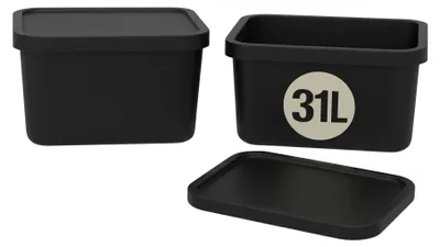 Produktbild von Plastard Aufbewahrungsbox mit Deckel 2er-Set 31 Liter in Schwarz