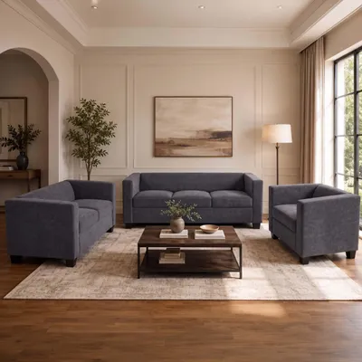 Obrázok produktu pre Sedacia súprava Lille, sedacia súprava Loungesofa, pružinový systém Nosag, materiál: tkanina/textil, mikrovlákno (260 g/m²), tmavošedá farba