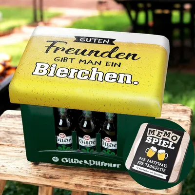 Produktbild von BIERCHEN - Sitzauflage + Bierdeckel Memospiel - für Bierkiste