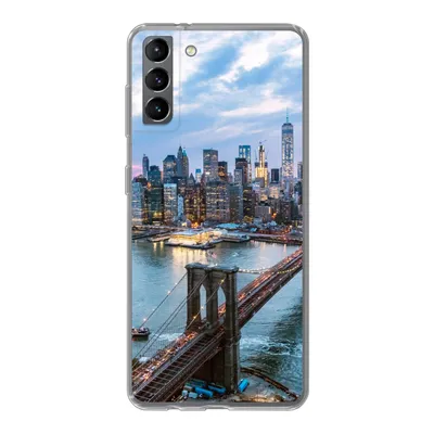 Produktbild von MuchoWow® Handyhülle Schutzhülle Hülle für Samsung Galaxy S21 Plus New York - Brooklyn Bridge - Boot Silikon Softcase Handy Hülle - Handy-Tasche
