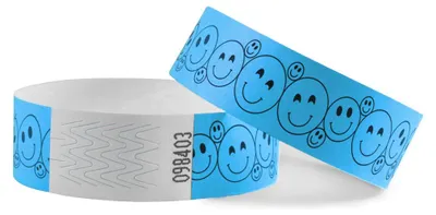 Obrázok produktu pre CombiCraft Tyvek náramky so smajlíkom - Modré - 100 kusov