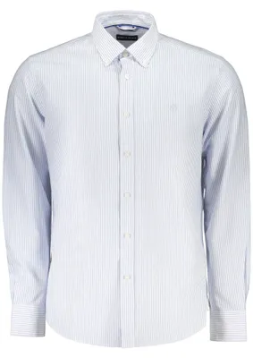 Image de T-shirt à manches longues pour homme, bleu : rayé, col boutonné, Ocean Positive