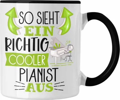 Produktbild von Trendation - So Sieht Ein Richtig Cooler Pianist Aus Tasse Geschenk für Pianist Geburtstag Geschenkdiee Piano Klavierspieler (Schwarz)