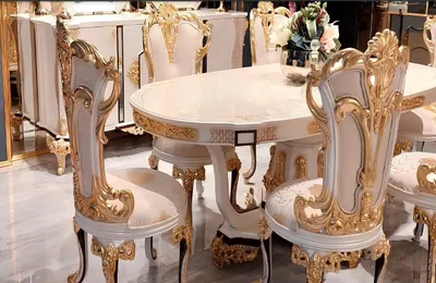 Immagine prodotto di Esszimmerstuhl Stuhl Stühle Holz Luxus Esszimmer Ess Stoff Stil Barock Rokoko