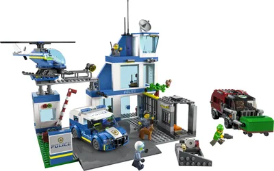 Produktbild von LEGO 60316 City Polizeistation mit Polizeiauto, Müllauto und Hubschrauber, Gebäude zum Bauen mit 3 Figuren, Polizei-Spielzeug für Jungen und Mädchen ab 6 Jahren, Geschenk für Kinder