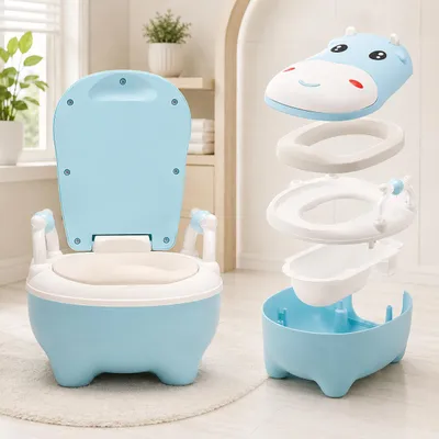 Immagine prodotto di Vasino per bambini Vigevee con cassetto portaoggetti, seduta inPoliuretanomorbida, schienale e paraspruzzi, addestratore per il vasino antiscivolo, colore blu, Immagine generata dall'IA