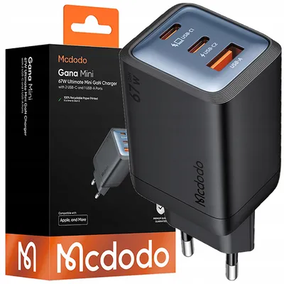 Obrázok produktu pre Mcdodo Rýchla sieťová nabíjačka, napájací adaptér s 3 portmi USB-C, PD, USB-A, GaN, 67 W