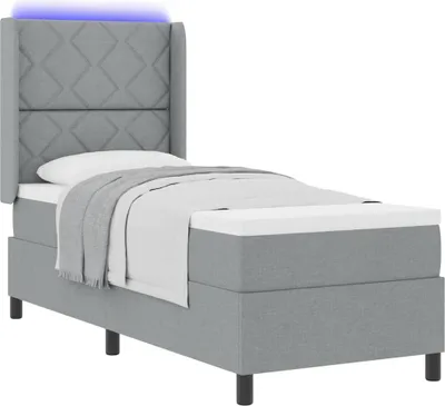 Produktbild von Boxspringbett mit Matratze Hellgrau 90 x 190 cm Stoff