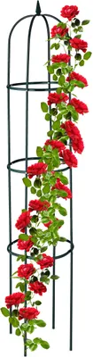 Immagine prodotto di Relaxdays Supporto per rampicanti Obelisco, altezza 188 cm, colonna per piante rampicanti, in metallo, autoportante, torre per rose, verde scuro