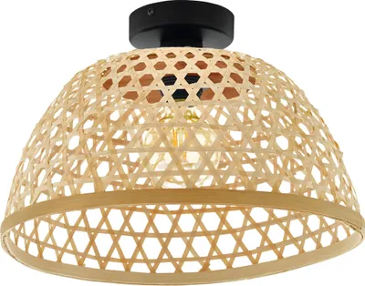 Produktbild von EGLO Deckenlampe Claverdon, 1 flammige Deckenleuchte Vintage, Natur, Boho, Hygge, Wohnzimmerlampe, Küchenlampe, Flurlampe Decke mit E27