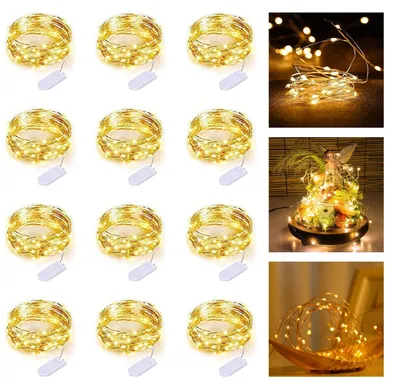 LED-Lichterkette 12er-Pack, 2 m, 20 LEDs, warmweiß, wasserdicht