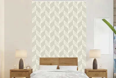 Produktbild von MuchoWow® Fototapete für Wohnzimmer oder Schlafzimmer Wandtapete Vinyl Motivtapete Blätter - Einfach - Muster - 145x220 cm - Wanddekoration