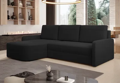 Produktbild von AX LIVING Ecksofa mit Schlaffunktion Nebbiolo 250 cm breit – schwarz