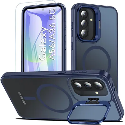 Productafbeelding van Telefoonschaal met camerastatief en beschermfolie voor de Samsung Galaxy A56/A36 5G, mat blauw