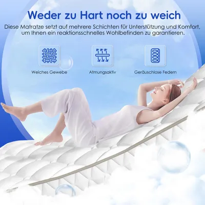 Produktbild von Adormii Matratze 120x200 cm, Höhe 23cm, orthopädische 7-Zonen Federkernmatratze 120x200, Matratzen, Federkernmatratzen mit Spannbettlaken