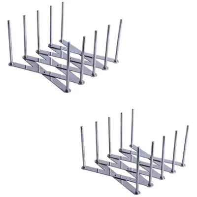 Produktbild von Deckelhalter, Spareribs-Halter, aus Edelstahl, für die Zubereitung von Spareribs oder Braten, deckelhalter Gestell, Verstellbares, 4-Slot-Geschirrhalter, 2er-Setvertikaler Topfdeckelhalter