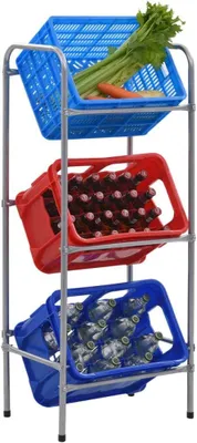 Produktbild von Catherinol Kastenregal für 3 Kisten, Getränkekistenregal, Flaschenkastenregal, Kastenregal, Kastenständer, Silber 50 x 33 x 116 cm Stahl