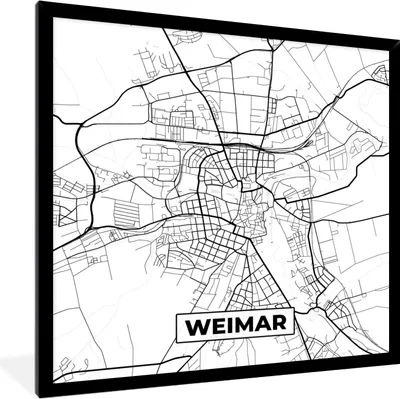 Produktbild von MuchoWow® Gerahmtes Poster Karte - Weimar - Stadtplan 40x40 cm - Poster mit Schwarzem Bilderrahmen Wandposter Rahmen Foto Bilder - Mit Rahmen - Wanddekoration Schlafzimmer