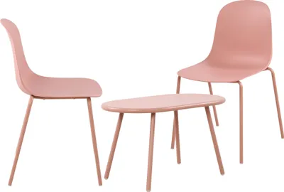 Produktbild von CLP 2er Sitzgruppe Veldin Set 1 Tisch 2 Stapelstühle wetterfest UV-beständig pink