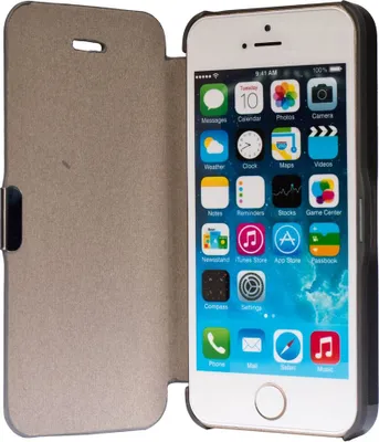Produktbild von Flip Cover Schutzhülle Case Handyhülle Bookstyle für Apple iPhone 5 / 5s / SE Grau